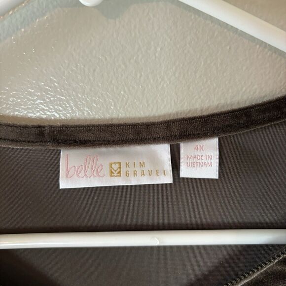 Belle Kim Gravel Velvet Signature Zipper Top Java Chocolate Pullover Sz … - Picture 3 of 7